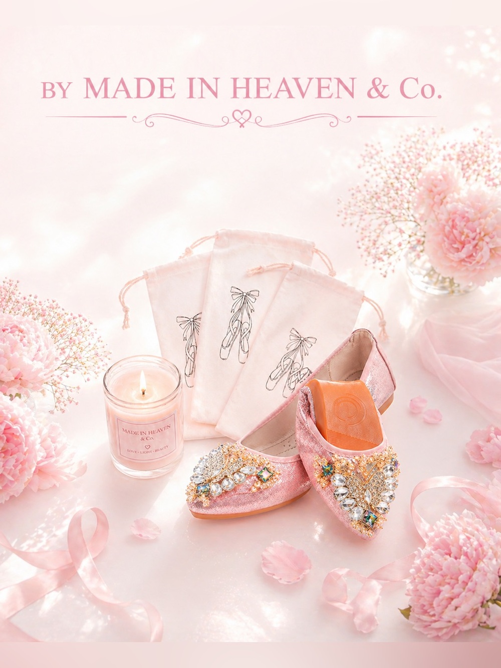 Pink Jeweled Slip-On Flats